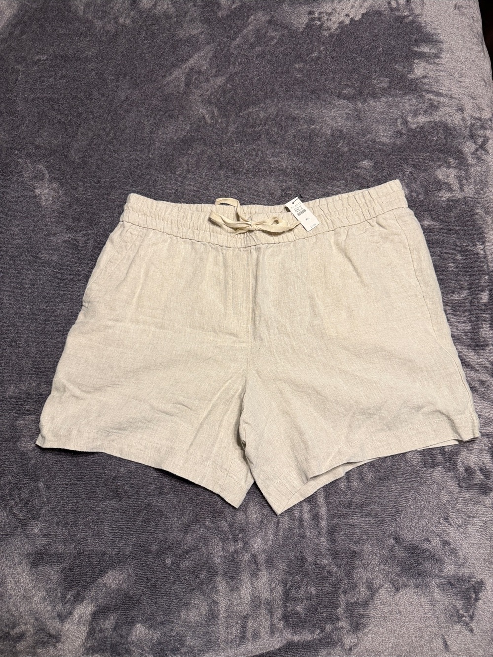 Women’s XL NWT Talbots Light Beige Drawstring Linen-Blend Shorts